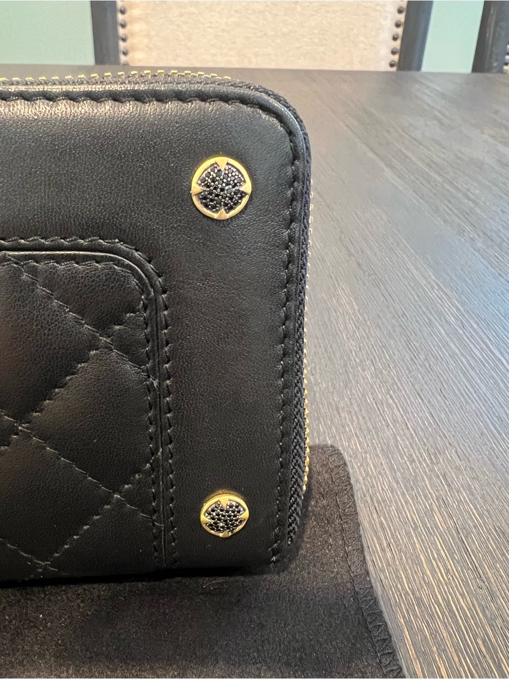 Freida Rothman Leather Quilted Black Zip Wallet - Picture 5 of 9
